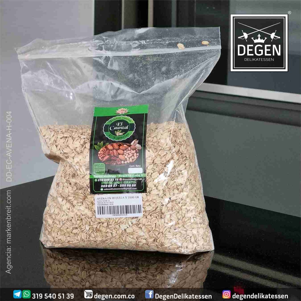 Avena en hojuela - Oat Flakes - Haferflocken - 1kg 1000g - El Caunzal - DEGEN Delikatessen