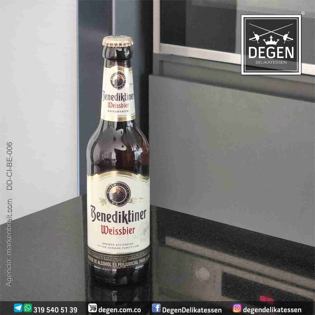 Benediktiner Cerveza Rubia de trigo naturtrüb - botella de 330 ml