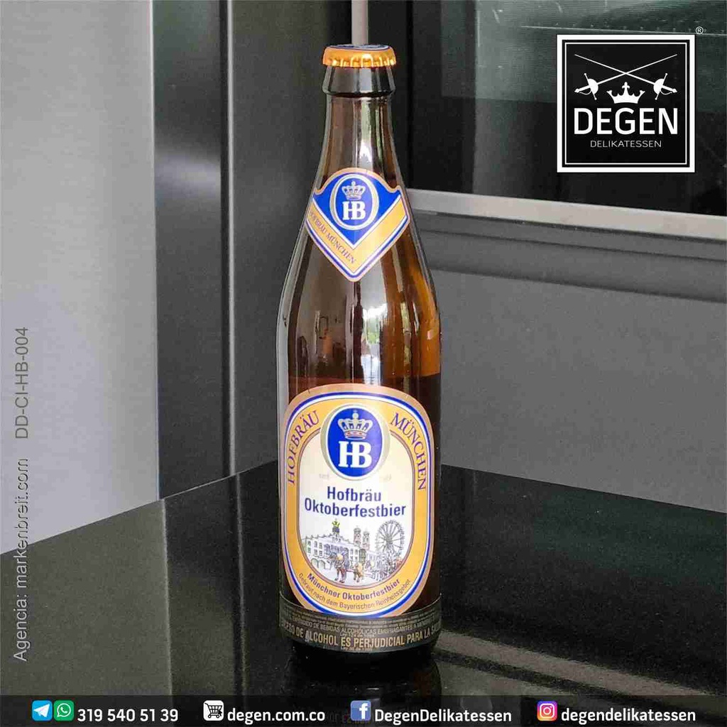 Hofbräu München Cerveza de fiesta de octubre - Botella de 500 ml - Hofbrau Munich