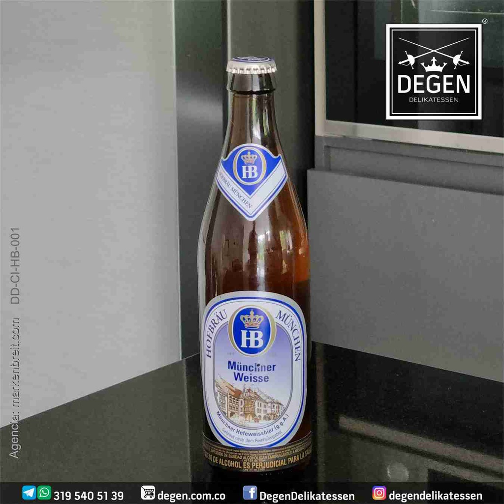 Hofbräu Münchner Weisse - Cerveza de trigo - Botella de 500 ml - Hofbrau Munich