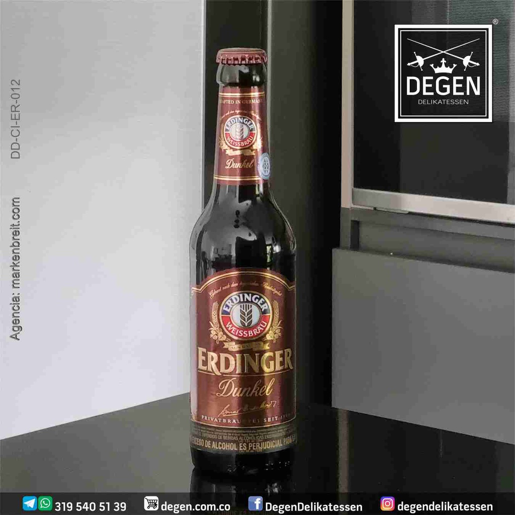 Erdinger Cerveza Negra de trigo - botella de 330 ml