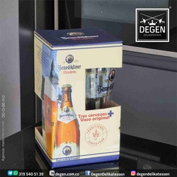 [CI-BE-TR-N-3PACK-0500] 3 Benediktiner Unfiltered Wheat Beer 500 ml bottles + 1 Benediktiner Wheat Beer Glass in a gift box.