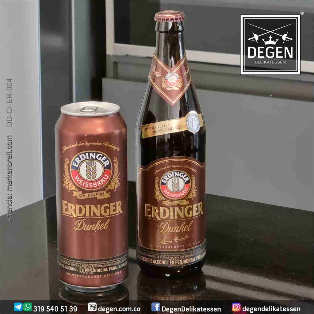 CERVEZA NEGRA ERDINGER 500ML . Supermercados Stock